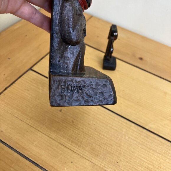 BOMA Haida Indigenous Art Totem Pole Figurine 11"+ Mini Totem Brown Resin Canada - Picture 3 of 9